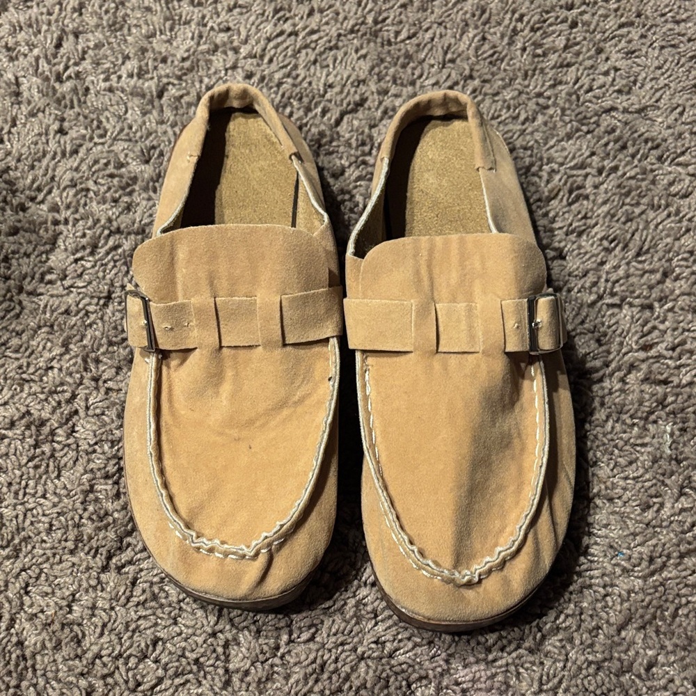 Tan Suede Slip-On Loafers